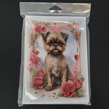Load image into Gallery viewer, Brussels Griffon Valentine Roses Greeting Cards - Blank Note Cards – 8-Pack of Artist-Designed Cards with Envelopes