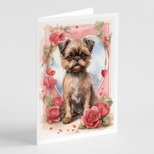 Load image into Gallery viewer, Brussels Griffon Valentine Roses Greeting Cards - Blank Note Cards – 8-Pack of Artist-Designed Cards with Envelopes