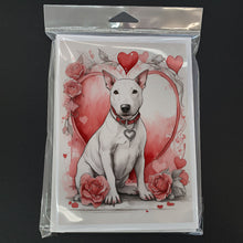 Load image into Gallery viewer, Bull Terrier Valentine Roses Greeting Cards - Blank Note Cards – 8-Pack of Artist-Designed Cards with Envelopes