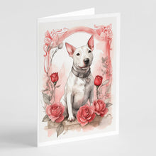 Load image into Gallery viewer, Bull Terrier Valentine Roses Greeting Cards - Blank Note Cards – 8-Pack of Artist-Designed Cards with Envelopes