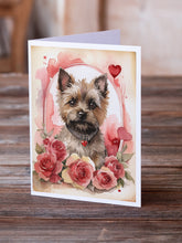 Load image into Gallery viewer, Cairn Terrier Valentine Roses Greeting Cards - Blank Note Cards – 8-Pack of Artist-Designed Cards with Envelopes