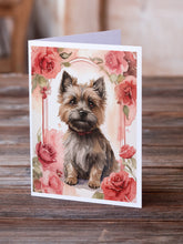 Load image into Gallery viewer, Cairn Terrier Valentine Roses Greeting Cards - Blank Note Cards – 8-Pack of Artist-Designed Cards with Envelopes