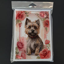 Load image into Gallery viewer, Cairn Terrier Valentine Roses Greeting Cards - Blank Note Cards – 8-Pack of Artist-Designed Cards with Envelopes