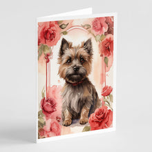 Load image into Gallery viewer, Cairn Terrier Valentine Roses Greeting Cards - Blank Note Cards – 8-Pack of Artist-Designed Cards with Envelopes