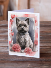 Load image into Gallery viewer, Cairn Terrier Valentine Roses Greeting Cards - Blank Note Cards – 8-Pack of Artist-Designed Cards with Envelopes