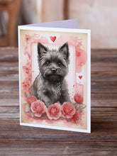 Load image into Gallery viewer, Cairn Terrier Valentine Roses Greeting Cards - Blank Note Cards – 8-Pack of Artist-Designed Cards with Envelopes