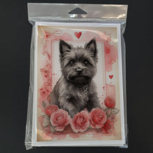 Load image into Gallery viewer, Cairn Terrier Valentine Roses Greeting Cards - Blank Note Cards – 8-Pack of Artist-Designed Cards with Envelopes