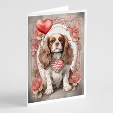 Load image into Gallery viewer, Cavalier Spaniel Valentine Roses Greeting Cards - Blank Note Cards – 8-Pack of Artist-Designed Cards with Envelopes