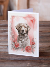 Load image into Gallery viewer, Chesapeake Bay Retriever Valentine Roses Greeting Cards - Blank Note Cards – 8-Pack of Artist-Designed Cards with Envelopes