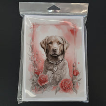 Load image into Gallery viewer, Chesapeake Bay Retriever Valentine Roses Greeting Cards - Blank Note Cards – 8-Pack of Artist-Designed Cards with Envelopes