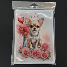 Load image into Gallery viewer, Chihuahua Valentine Roses Greeting Cards - Blank Note Cards – 8-Pack of Artist-Designed Cards with Envelopes