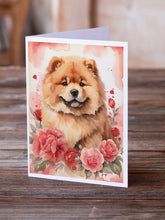 Load image into Gallery viewer, Chow Chow Valentine Roses Greeting Cards - Blank Note Cards – 8-Pack of Artist-Designed Cards with Envelopes