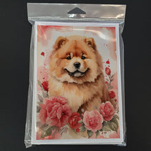 Load image into Gallery viewer, Chow Chow Valentine Roses Greeting Cards - Blank Note Cards – 8-Pack of Artist-Designed Cards with Envelopes