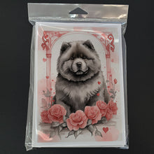 Load image into Gallery viewer, Chow Chow Valentine Roses Greeting Cards - Blank Note Cards – 8-Pack of Artist-Designed Cards with Envelopes