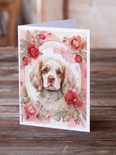 Load image into Gallery viewer, Clumber Spaniel Valentine Roses Greeting Cards - Blank Note Cards – 8-Pack of Artist-Designed Cards with Envelopes