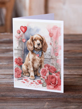 Load image into Gallery viewer, Cocker Spaniel Valentine Roses Greeting Cards - Blank Note Cards – 8-Pack of Artist-Designed Cards with Envelopes