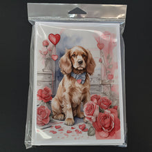 Load image into Gallery viewer, Cocker Spaniel Valentine Roses Greeting Cards - Blank Note Cards – 8-Pack of Artist-Designed Cards with Envelopes