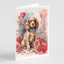 Load image into Gallery viewer, Cocker Spaniel Valentine Roses Greeting Cards - Blank Note Cards – 8-Pack of Artist-Designed Cards with Envelopes