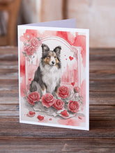 Load image into Gallery viewer, Collie Valentine Roses Greeting Cards - Blank Note Cards – 8-Pack of Artist-Designed Cards with Envelopes
