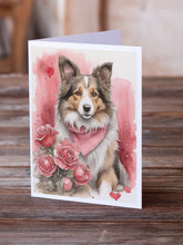 Load image into Gallery viewer, Collie Valentine Roses Greeting Cards - Blank Note Cards – 8-Pack of Artist-Designed Cards with Envelopes