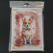 Load image into Gallery viewer, Corgi Valentine Roses Greeting Cards - Blank Note Cards – 8-Pack of Artist-Designed Cards with Envelopes