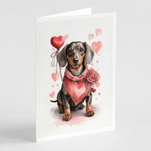 Load image into Gallery viewer, Dachshund Valentine Roses Greeting Cards - Blank Note Cards – 8-Pack of Artist-Designed Cards with Envelopes