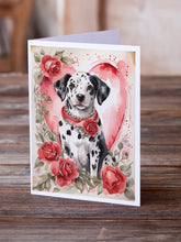 Load image into Gallery viewer, Dalmatian Valentine Roses Greeting Cards - Blank Note Cards – 8-Pack of Artist-Designed Cards with Envelopes