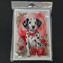 Load image into Gallery viewer, Dalmatian Valentine Roses Greeting Cards - Blank Note Cards – 8-Pack of Artist-Designed Cards with Envelopes
