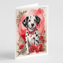 Load image into Gallery viewer, Dalmatian Valentine Roses Greeting Cards - Blank Note Cards – 8-Pack of Artist-Designed Cards with Envelopes