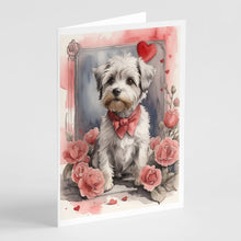 Load image into Gallery viewer, Dandie Dinmont Terrier Valentine Roses Greeting Cards - Blank Note Cards – 8-Pack of Artist-Designed Cards with Envelopes