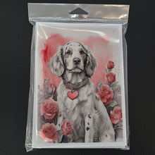 Load image into Gallery viewer, English Setter Valentine Roses Greeting Cards - Blank Note Cards – 8-Pack of Artist-Designed Cards with Envelopes