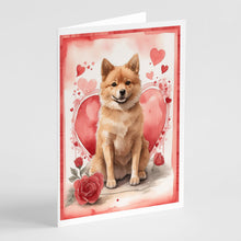 Load image into Gallery viewer, Finnish Spitz Valentine Roses Greeting Cards - Blank Note Cards – 8-Pack of Artist-Designed Cards with Envelopes