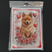 Load image into Gallery viewer, Finnish Spitz Valentine Roses Greeting Cards - Blank Note Cards – 8-Pack of Artist-Designed Cards with Envelopes