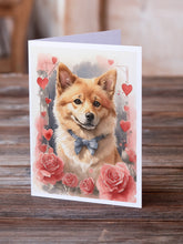 Load image into Gallery viewer, Finnish Spitz Valentine Roses Greeting Cards - Blank Note Cards – 8-Pack of Artist-Designed Cards with Envelopes
