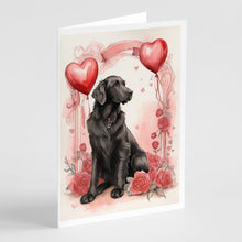 Load image into Gallery viewer, Flat-Coated Retriever Valentine Roses Greeting Cards - Blank Note Cards – 8-Pack of Artist-Designed Cards with Envelopes