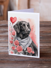 Load image into Gallery viewer, Flat-Coated Retriever Valentine Roses Greeting Cards - Blank Note Cards – 8-Pack of Artist-Designed Cards with Envelopes