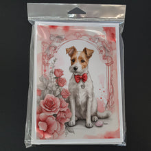 Load image into Gallery viewer, Fox Terrier Valentine Roses Greeting Cards - Blank Note Cards – 8-Pack of Artist-Designed Cards with Envelopes