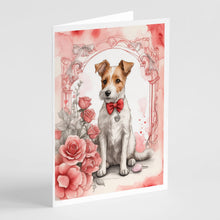 Load image into Gallery viewer, Fox Terrier Valentine Roses Greeting Cards - Blank Note Cards – 8-Pack of Artist-Designed Cards with Envelopes