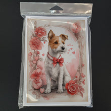 Load image into Gallery viewer, Fox Terrier Valentine Roses Greeting Cards - Blank Note Cards – 8-Pack of Artist-Designed Cards with Envelopes