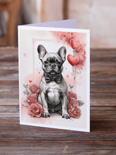 Load image into Gallery viewer, French Bulldog Valentine Roses Greeting Cards - Blank Note Cards – 8-Pack of Artist-Designed Cards with Envelopes