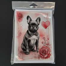Load image into Gallery viewer, French Bulldog Valentine Roses Greeting Cards - Blank Note Cards – 8-Pack of Artist-Designed Cards with Envelopes