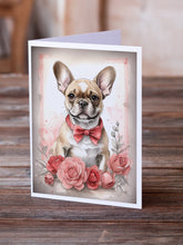 Load image into Gallery viewer, French Bulldog Valentine Roses Greeting Cards - Blank Note Cards – 8-Pack of Artist-Designed Cards with Envelopes