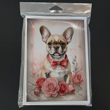 Load image into Gallery viewer, French Bulldog Valentine Roses Greeting Cards - Blank Note Cards – 8-Pack of Artist-Designed Cards with Envelopes