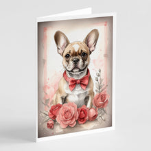Load image into Gallery viewer, French Bulldog Valentine Roses Greeting Cards - Blank Note Cards – 8-Pack of Artist-Designed Cards with Envelopes