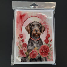Load image into Gallery viewer, German Wirehaired Pointer Valentine Roses Greeting Cards - Blank Note Cards – 8-Pack of Artist-Designed Cards with Envelopes