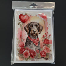 Load image into Gallery viewer, German Wirehaired Pointer Valentine Roses Greeting Cards - Blank Note Cards – 8-Pack of Artist-Designed Cards with Envelopes