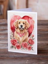 Load image into Gallery viewer, Golden Retriever Valentine Roses Greeting Cards - Blank Note Cards – 8-Pack of Artist-Designed Cards with Envelopes