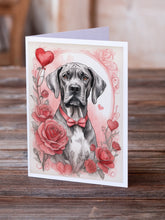 Load image into Gallery viewer, Great Dane Valentine Roses Greeting Cards - Blank Note Cards – 8-Pack of Artist-Designed Cards with Envelopes
