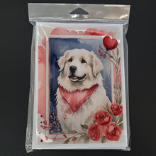 Load image into Gallery viewer, Great Pyrenees Valentine Roses Greeting Cards - Blank Note Cards – 8-Pack of Artist-Designed Cards with Envelopes