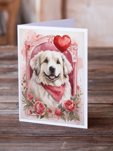 Load image into Gallery viewer, Great Pyrenees Valentine Roses Greeting Cards - Blank Note Cards – 8-Pack of Artist-Designed Cards with Envelopes
